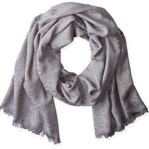 CALVIN KLEIN LOGO PASHMINA SCARF / Silver-Gray /